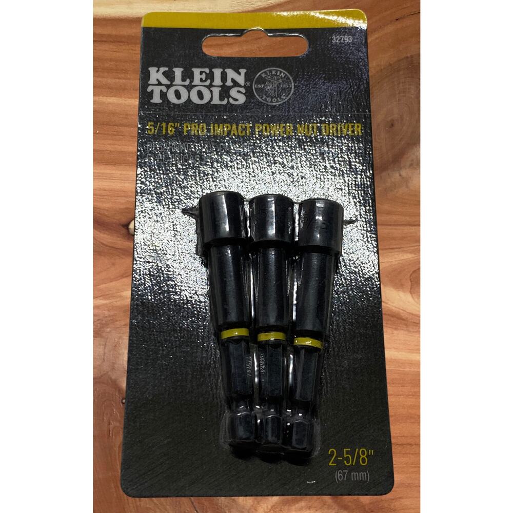 Klein Tools 32793 Pro Impact 5/16 Power Nut Driver Set 3pc New 2 5 8 inch Length